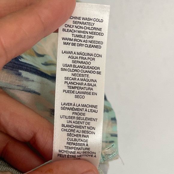 Chico's Green and Pink 3/4 Sleeve Button Down Shirt - Picture 4 of 6